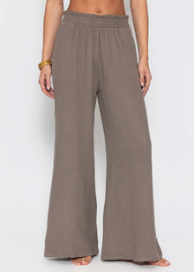 Musselin Hose mit weitem Bein - taupe