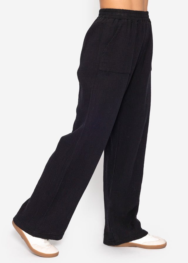 Musselin Hose - schwarz