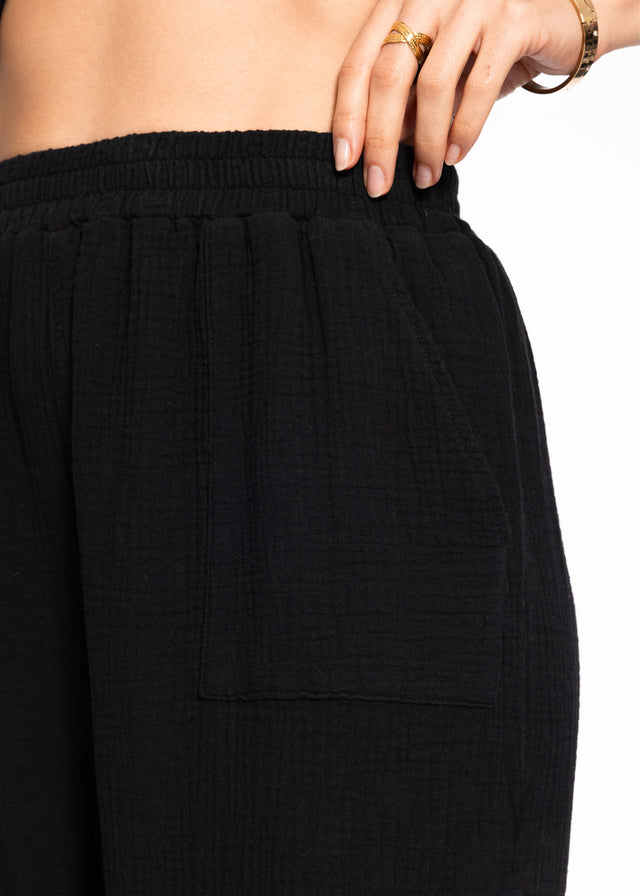 Musselin Hose - schwarz