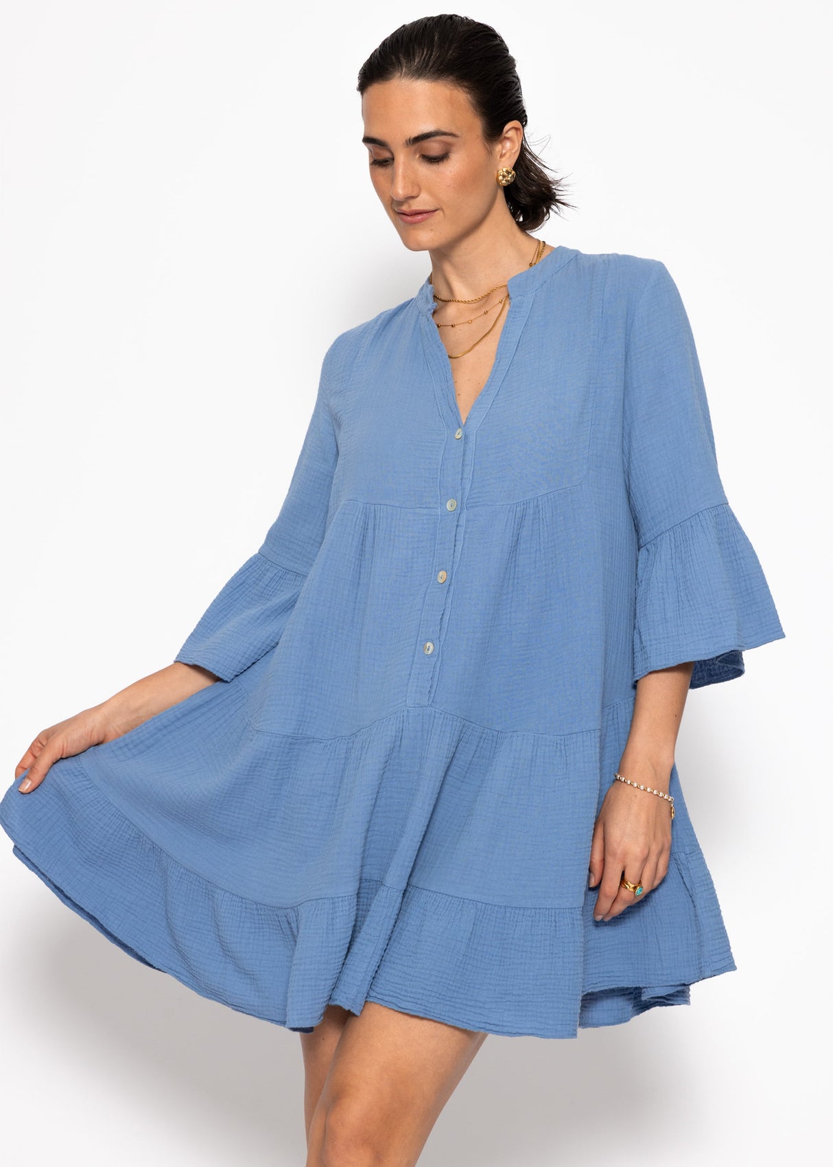 Musselin Kleid - blau