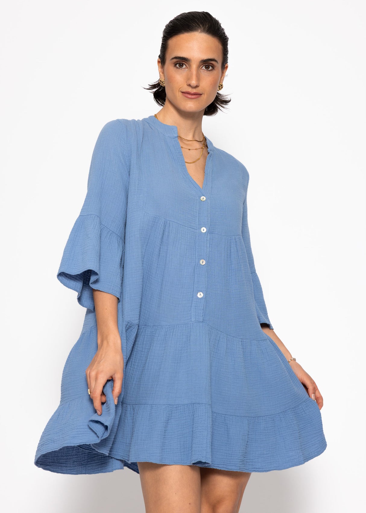 Musselin Kleid - blau