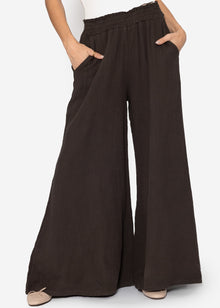 Muslin wide-leg pants - espresso