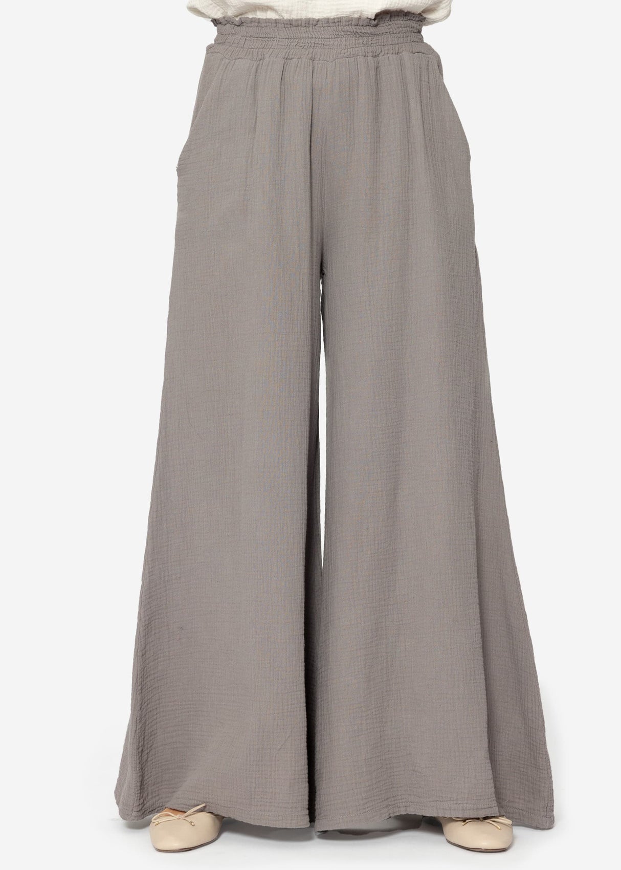 Muslin wide-leg pants - taupe