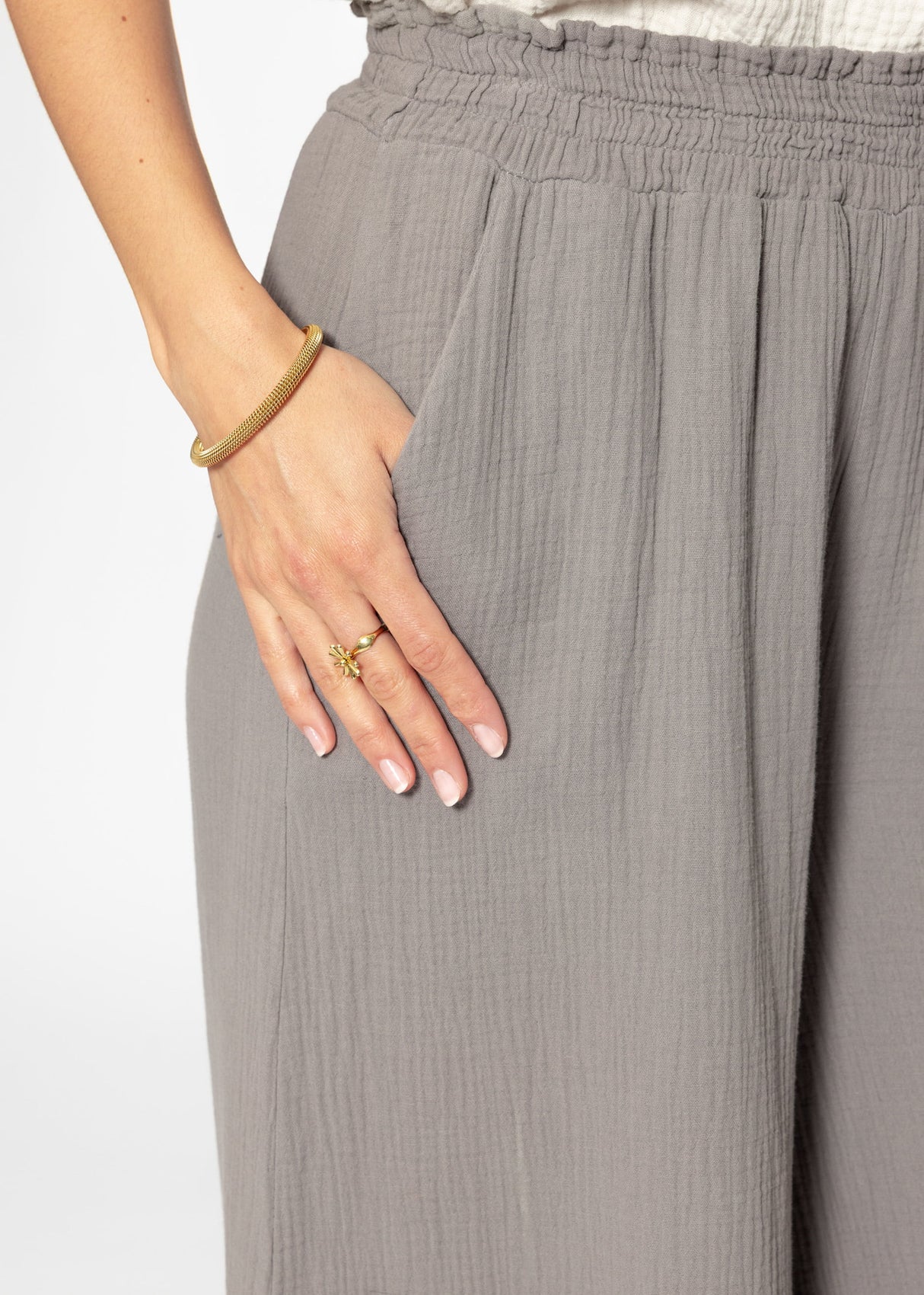 Muslin wide-leg pants - taupe