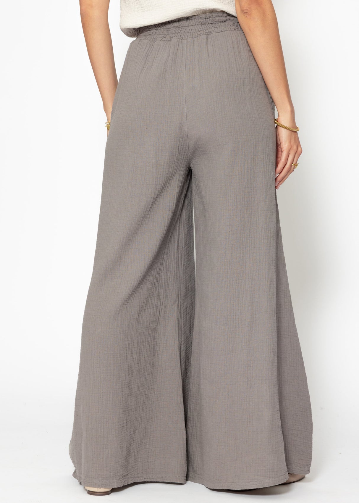 Muslin wide-leg pants - taupe