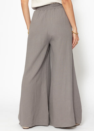 Muslin wide-leg pants - taupe