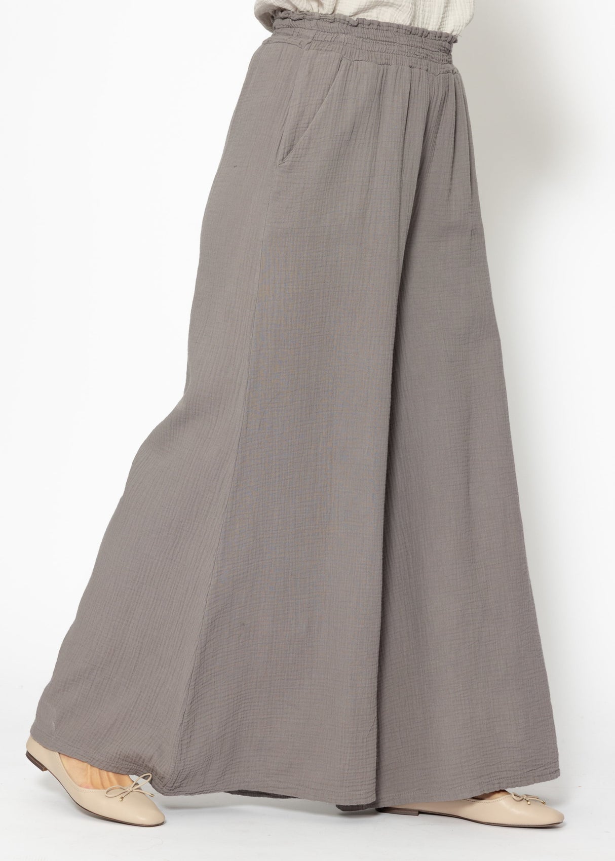 Muslin wide-leg pants - taupe
