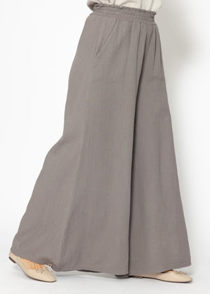 Muslin wide-leg pants - taupe