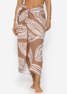 Muslin pareo with print - mocha