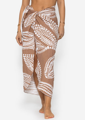 Muslin pareo with print - mocha