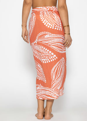 Muslin pareo with print - orange