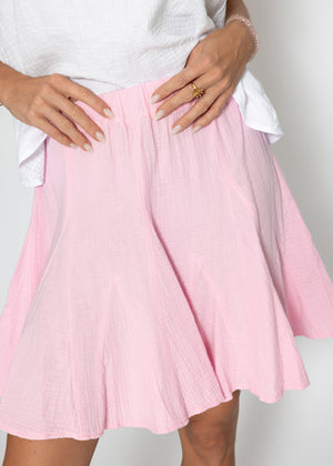 Musselin Rock mit Godet-Falten - rosa