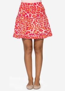 Musselin Rock mit Leo-Print - pink