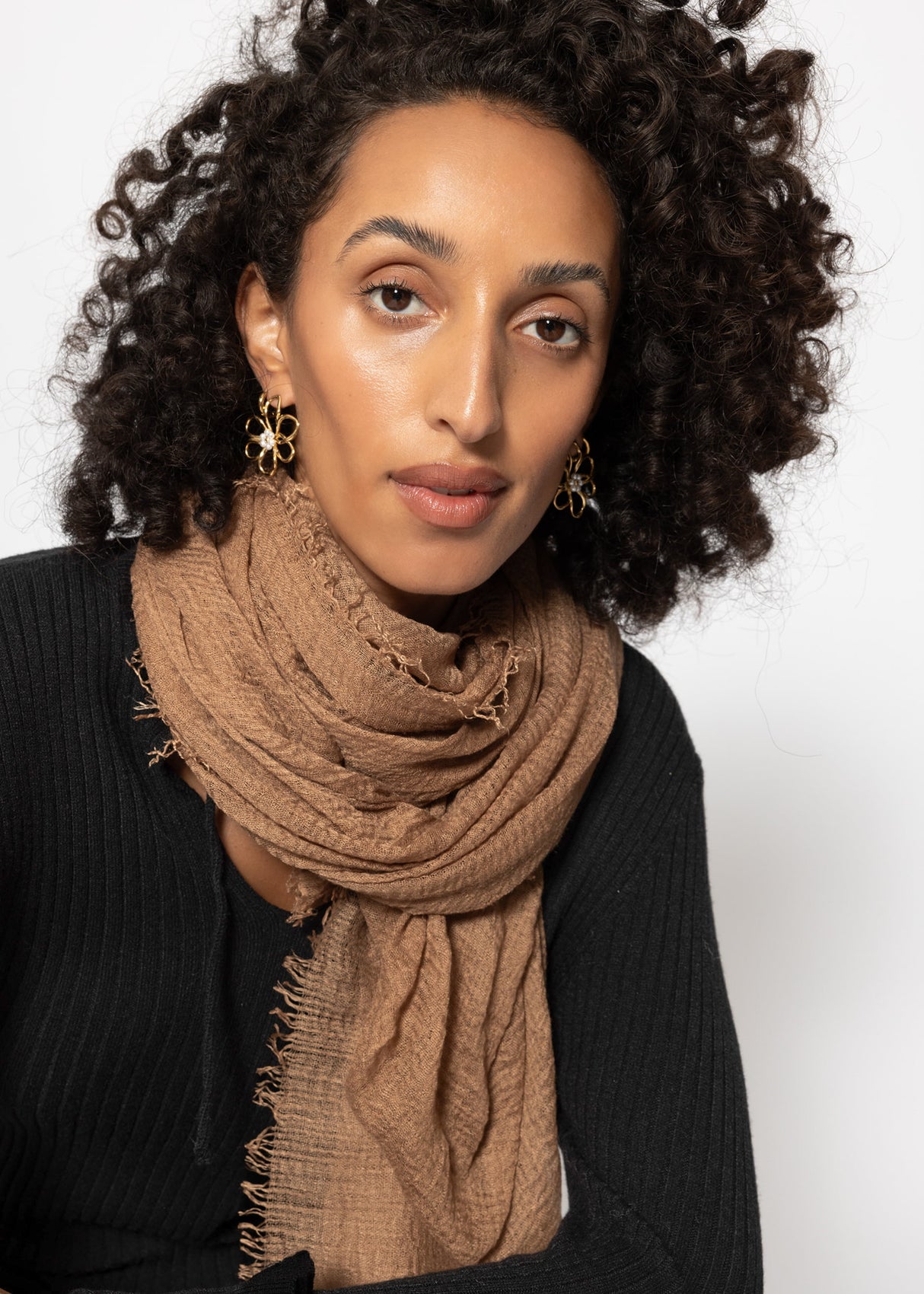 Musselin Schal - hellbraun