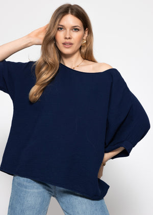 Casual muslin shirt - dark blue