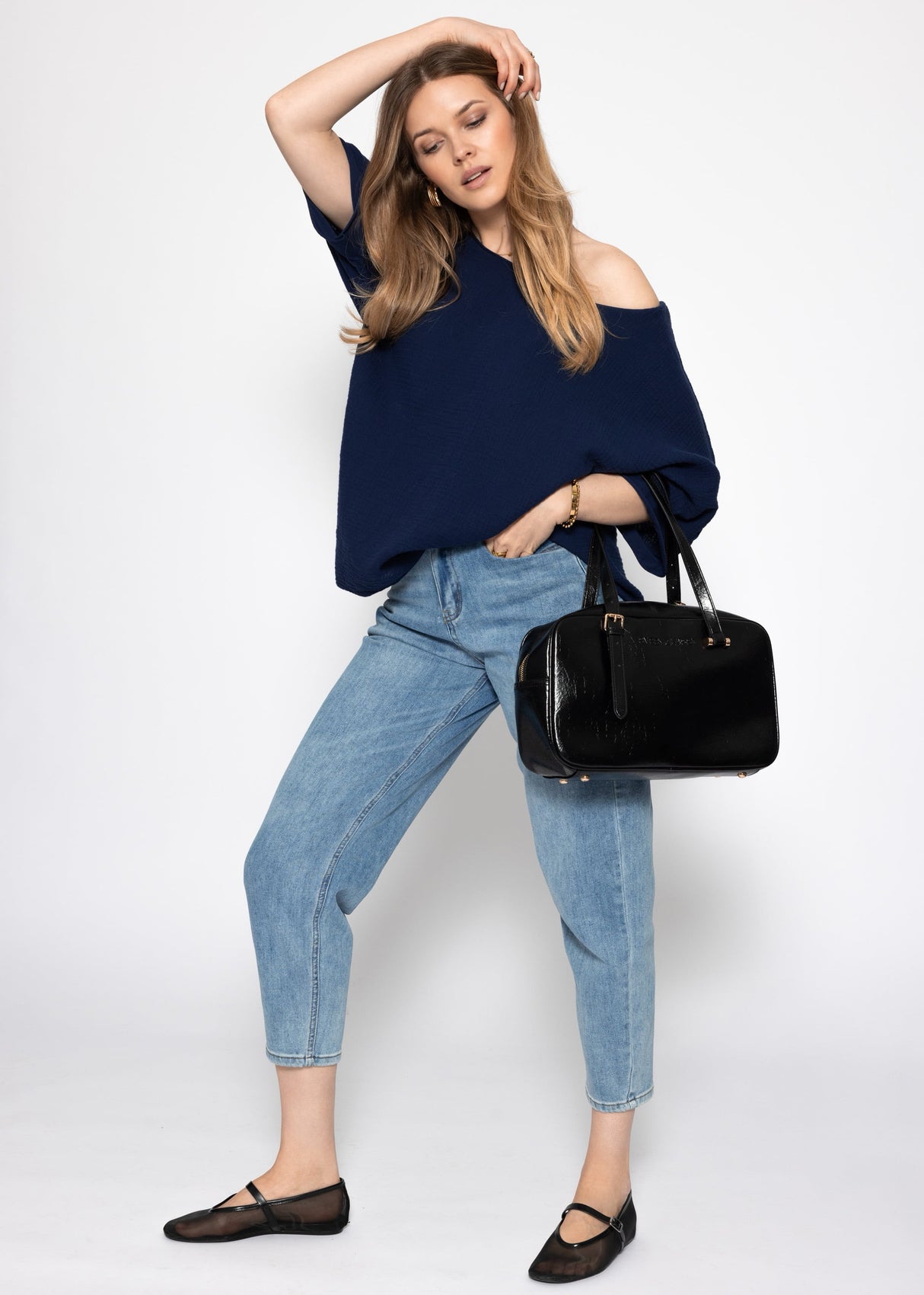 Casual muslin shirt - dark blue