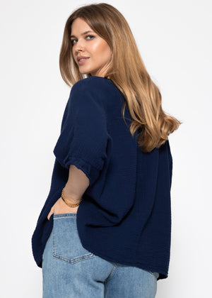 Casual muslin shirt - dark blue