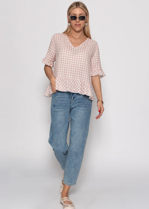Musselin Shirt mit Vichy-Print - rosa