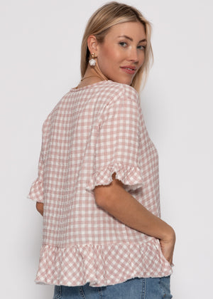 Musselin Shirt mit Vichy-Print - rosa