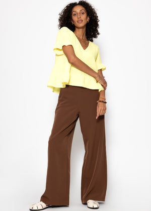 Musselin Shirt mit Volants - buttergelb