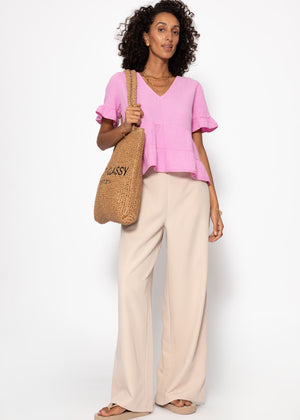 Musselin Shirt mit Volants - rosa
