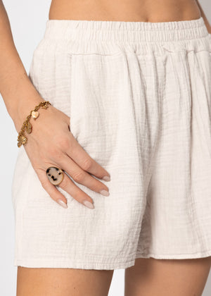 Musselin Shorts, hellbeige