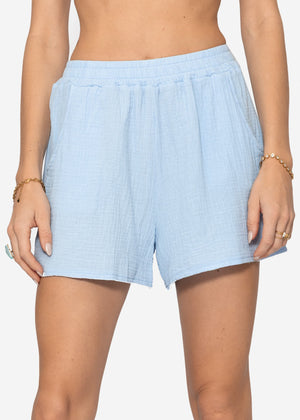 Musselin Shorts, hellblau