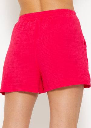 Musselin Shorts, himbeerrot