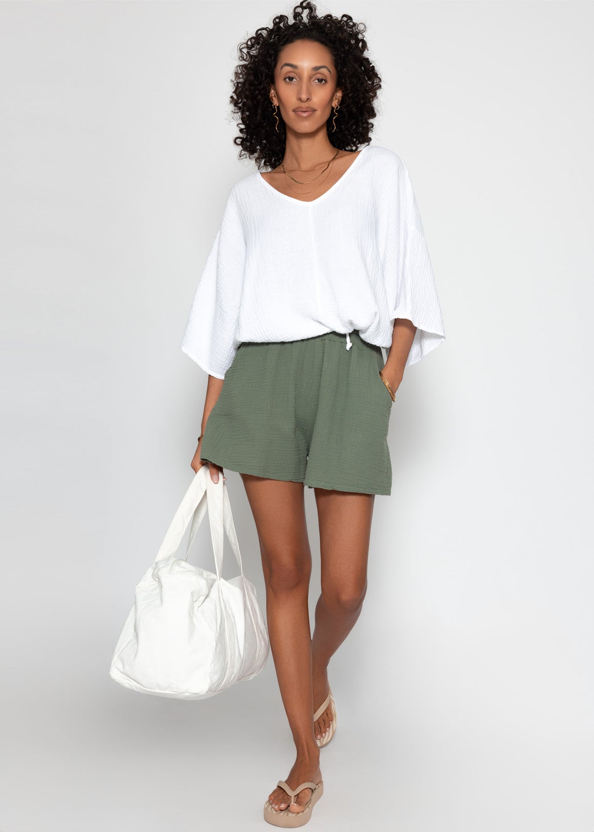 Musselin Shorts - khaki