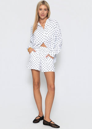 Musselin Shorts mit Punkten - weiß
