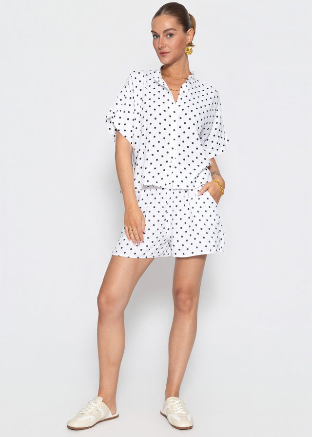 Musselin Shorts mit Punkten - weiß