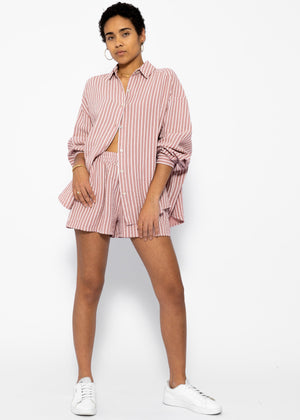 Musselin Shorts mit schmalen Streifen - altrosa