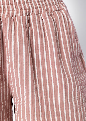 Musselin Shorts mit schmalen Streifen - altrosa