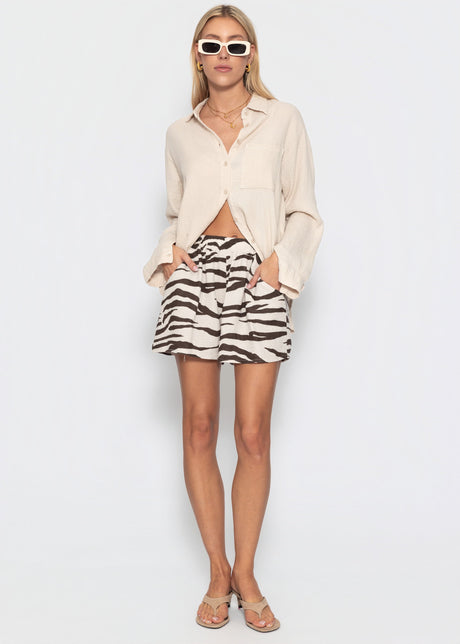 sassyclassy Musselin Shorts mit Zebra-Print - beige-braun