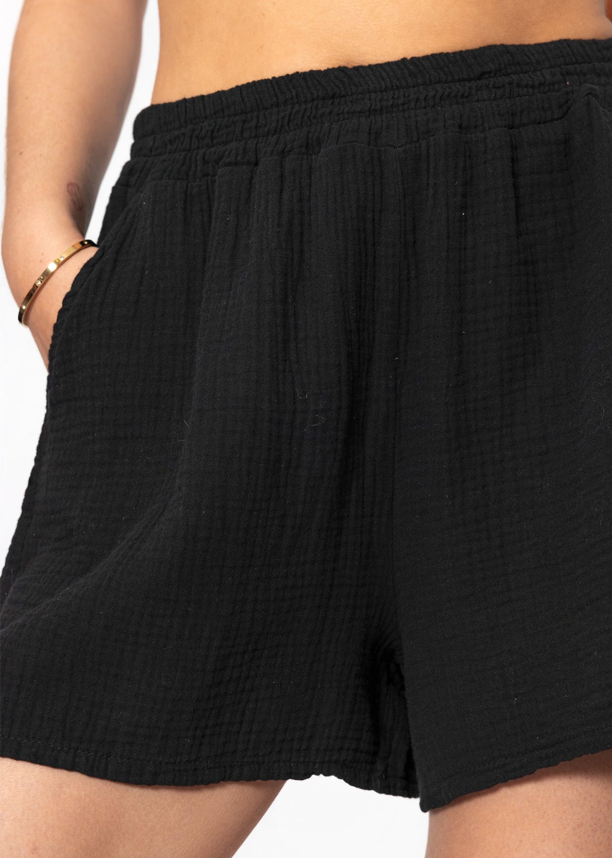Muslin shorts, black