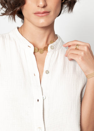 Musselin Bluse mit angeschnittenem kurzen Arm - hellbeige