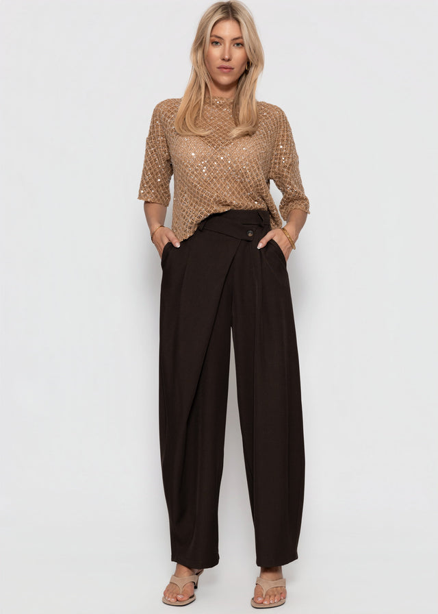 Mesh top with sequins - beige