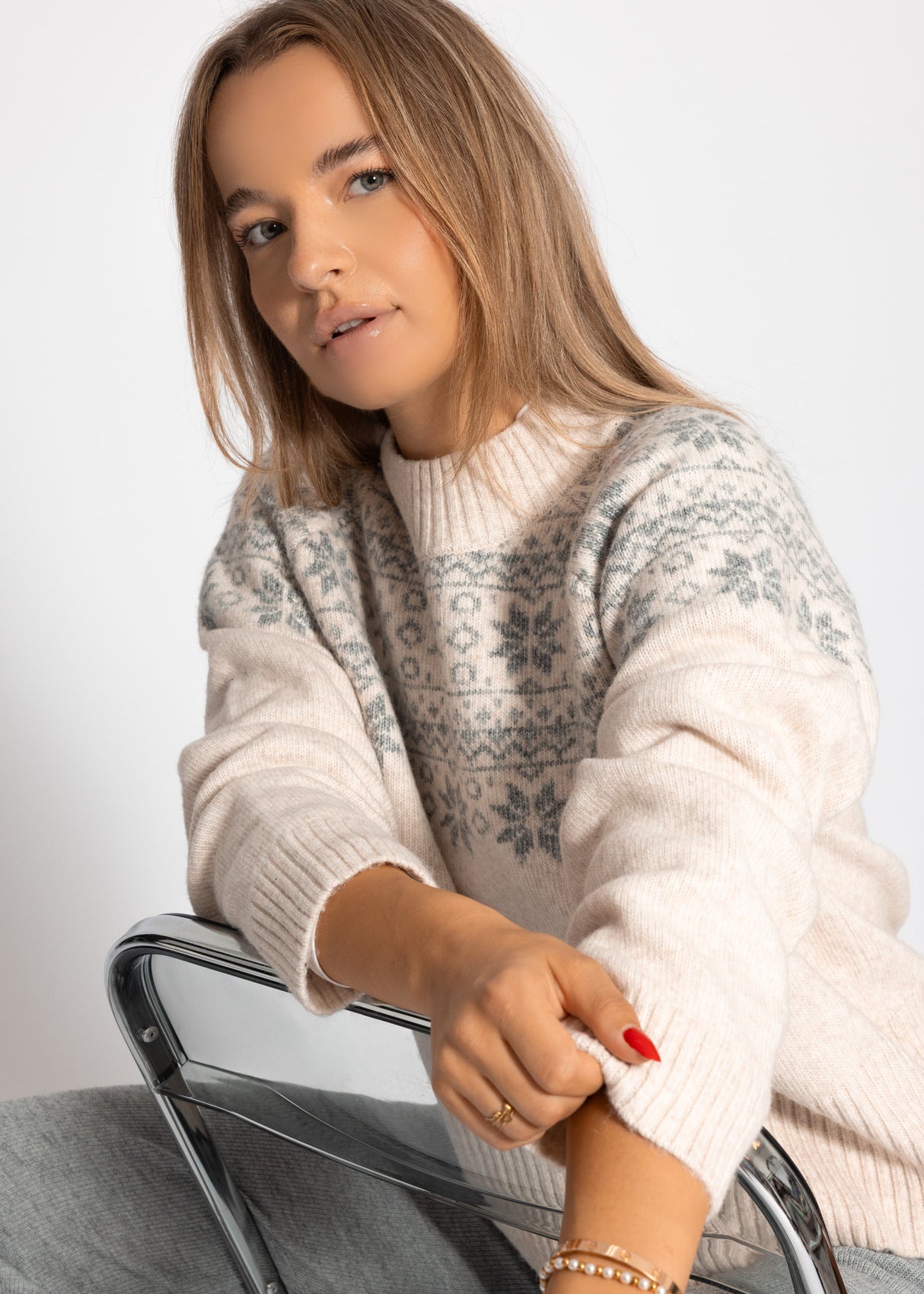 Norwegian sweater - off-white/gray