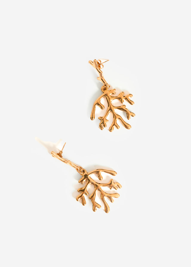 Coral stud earrings - gold
