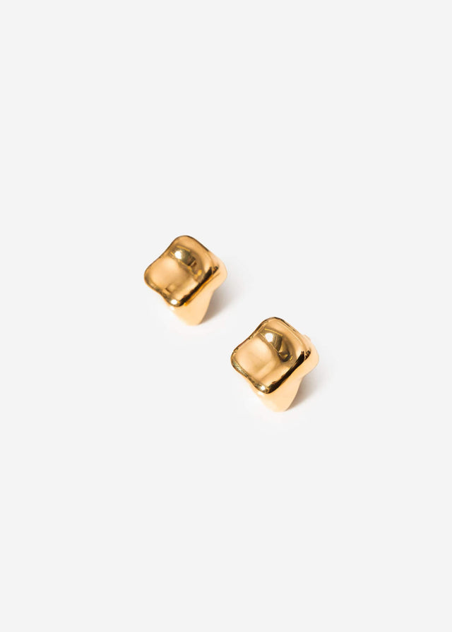 Cube-design stud earrings - gold
