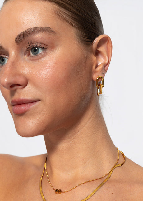 Ohrstecker mit Kettenglied-Design - gold