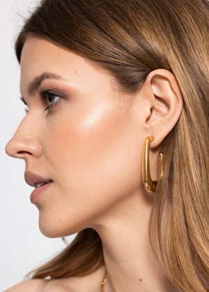 Square-design stud earrings - gold