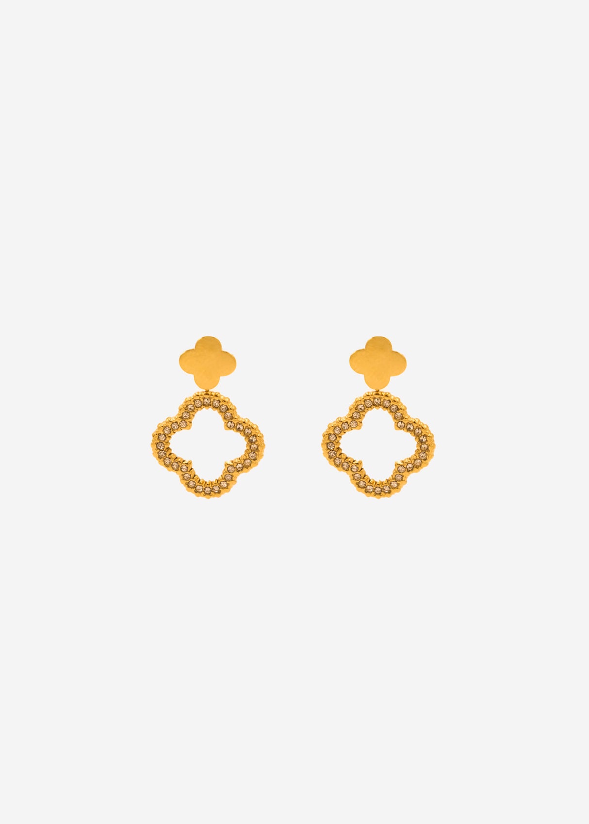 Ohrstecker mit glitzerndem Kleeblatt - gold