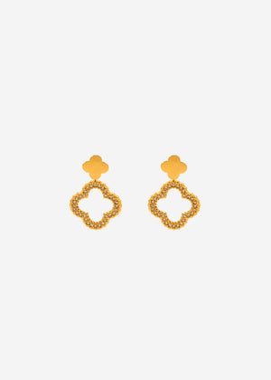 Ohrstecker mit glitzerndem Kleeblatt - gold