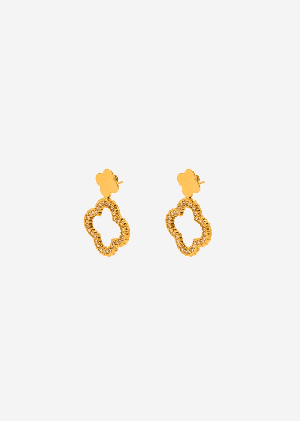 Ohrstecker mit glitzerndem Kleeblatt - gold