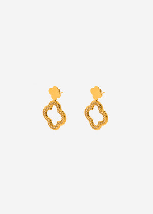 Ohrstecker mit glitzerndem Kleeblatt - gold