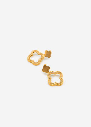 Ohrstecker mit glitzerndem Kleeblatt - gold