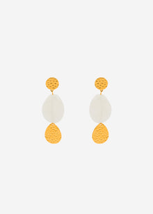 Stud earrings with white pendant - gold