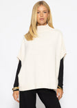 Oversize, ärmelloser Poncho mit Turtleneck - offwhite