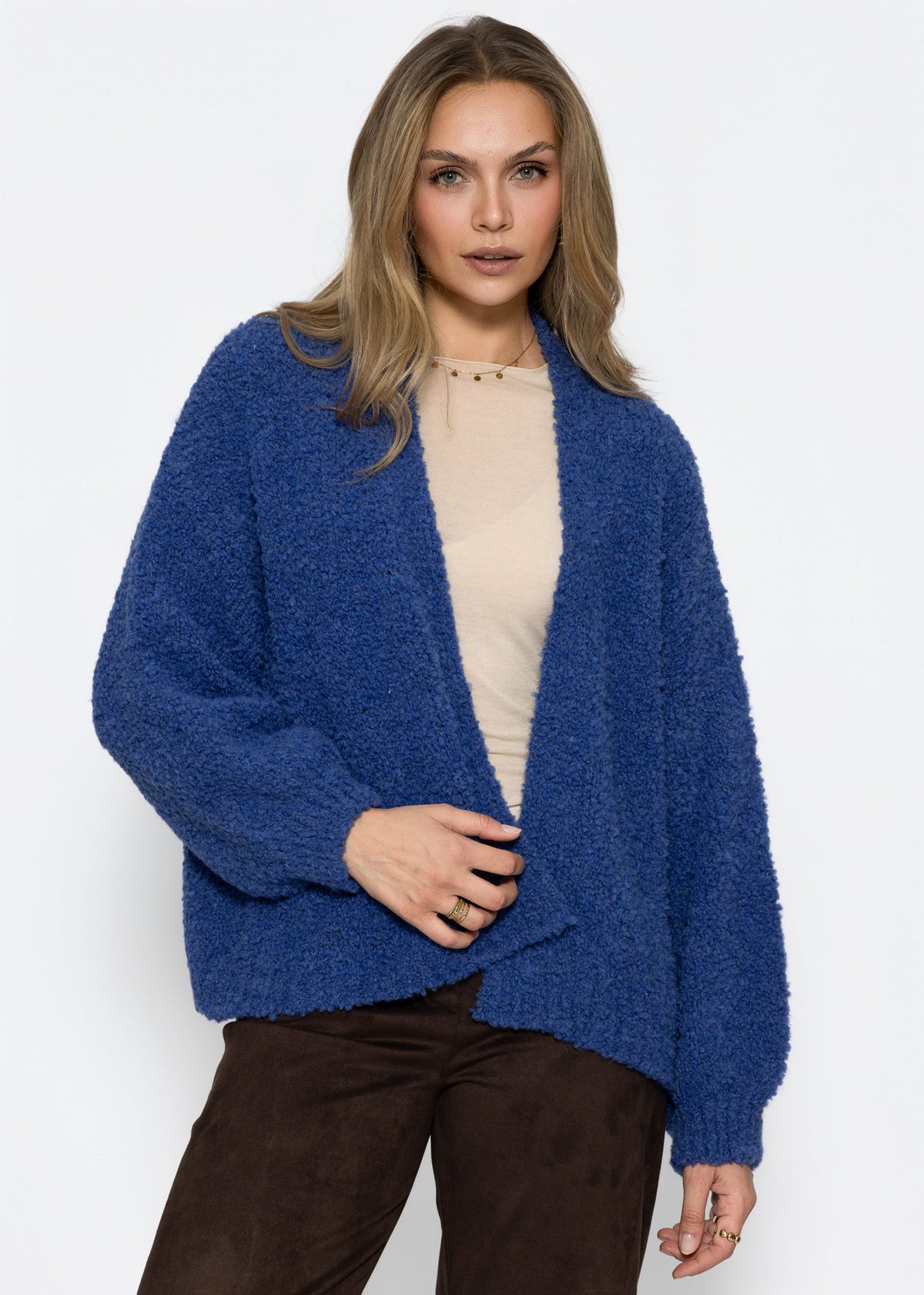 Oversize bouclé cardigan - blue